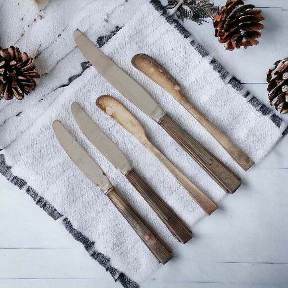 Vintage Sheraton Hotel Flatware Silver Plate Logo Knives Knife Set Of 5 Mixed. - Picture 13 of 15